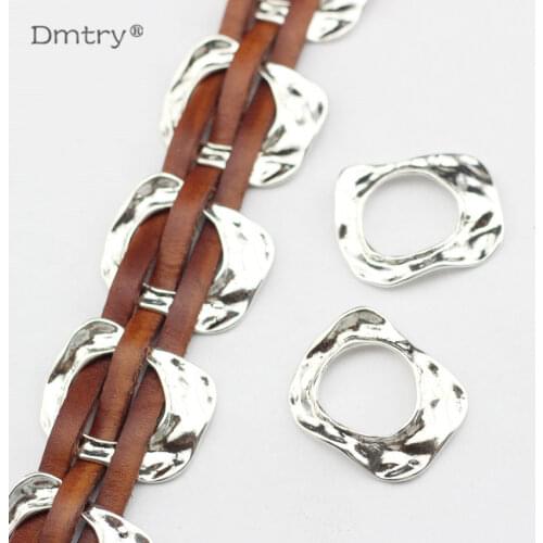 Dmtry 5pcs Original Designer Fashion Jewelry Ancient Silver Plated Leather Bracelet Necklace Zinc Alloy Findings Gift BB0031