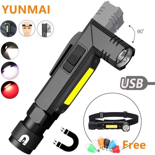 15000LM Handfree Tactical Flashlight Dual Fuel 90 Degree Twist Rotary Clip Rechargeable Super Bright 5 Modes LED Torch Outdoor