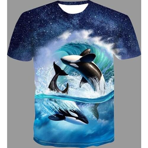 2021 Summer Short Sleeve Men T-Shirt Marine Life Whale 3d Printed Tops O-Neck Breathable Quick Dry Youth Fashion Street T Shirt