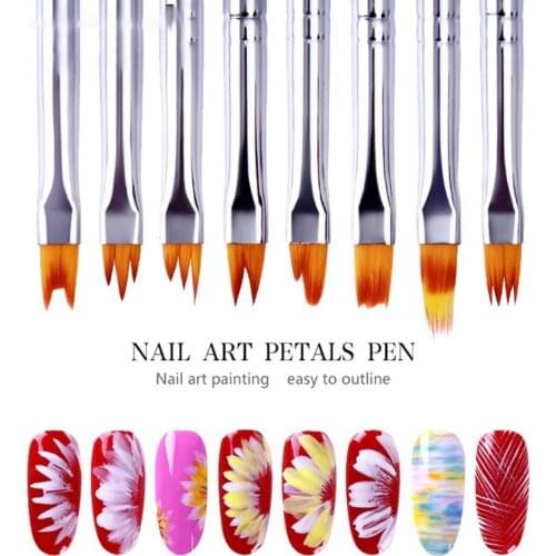 Nail Art Gel Pen Brush Petal Head Nylon Hair Ombre Brush Nail Art Brushes Soft Nails Manicure Tools For Gradient UV Gel Nail Pen