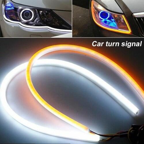 2 PCS Ultrafine 60cm DRL Flexible LED Tube Style Turn Signal Lamps Daytime Running Lights Tear Strip Car Headlight Dropshipping