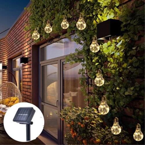 G45 Garland Fairy Solar Led Decoration Lights Copper Wire String Lights Solar Outdoor Holiday Christmas Globe Lighting Chain