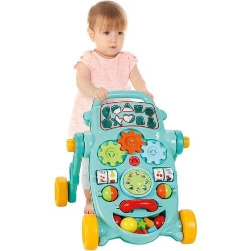 Happy First Step Car Baby Four Wheel Balance First Steps Car Early Educational Music Adjustable Baby Walker Kids Toddler Trolley
