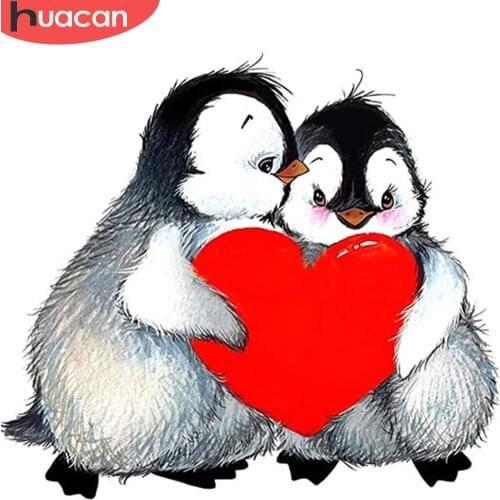 HUACAN 5D DIY Diamond Painting Penguin Full Drill Square Diamond Embroidery Cross Stitch Animal Mosaic Needlework Home Decor