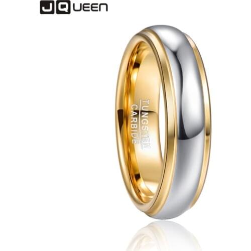 New 6mm Dome Polished Gold Tungsten Steel Ring High Quality Men Rings Fashion Geometry Party Wedding Band Ring Anillos Jewelry