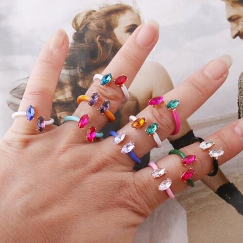 NeeFuWoFu Color Open Ring for woman Glass Multicolor Colored Rings Colorful Summer Adjustable Pulseira Estrela de Cinco fashion