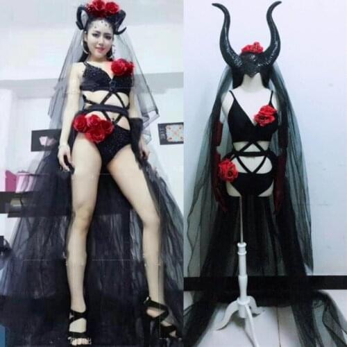 Nightclub Suit Party Festival Outfit Witch Vampire Cosplay Costume GoGo Dance Costume Bar DJ Costumes Halloween Clothes VDB1996