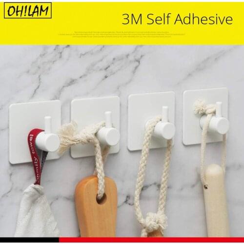 Adhesive Wall Heavy Duty Hooks Hanging Wall Hangers Stick On Shower Home Bathroom Kitchen Door Ideal for Robes Umbrellas White