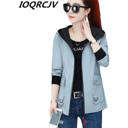 Women Jackets Spring Autumn Streetwear Hooded Jacket Print Windbreaker Loose Coat Female Causal Zippers Basic Jackets Plus Size