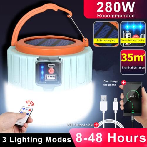 Camp Lamp Outdoor Led Solar Charging Remote Control Tent Lights Super Bright Night Market Bulb Lights Emergency Lights Emergency