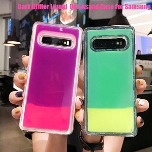 Ins Hot Luminous Dynamic Liquid Sand Case For Samsung Galaxy S10 S8 S9 Plus Note 8 10 9 Dark Glitter Quicksand Back Cover Cases