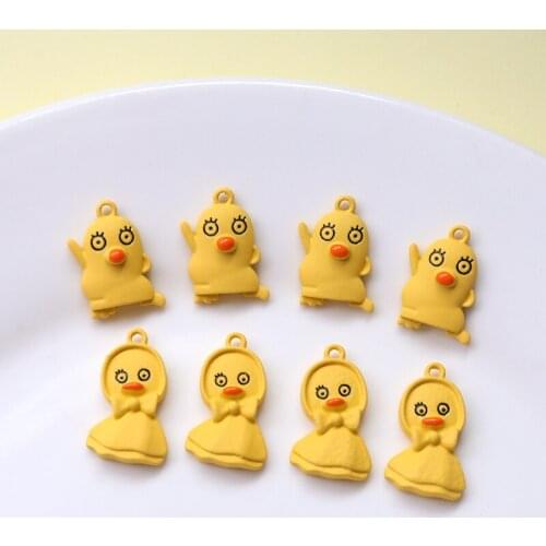 Cute Little yellow duck shape 40pcs/lot alloy Spray paint handmade charms diy jewelry earring/garment accessory