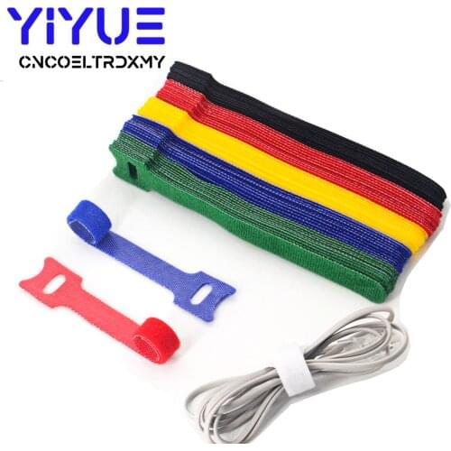 50pcs T-type Velcro Cable Tie Wire Reusable Cord Organizer Wire 15*1.2cm Colorful Computer Data Cable Power Cable Tie Straps