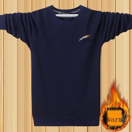 Men Sweatshirts Plus Velvet To Keep Warm 2021 New Winter Thick Male Pullover Casual Black Blue Gray Red Plus Size 4XL 5XL H39