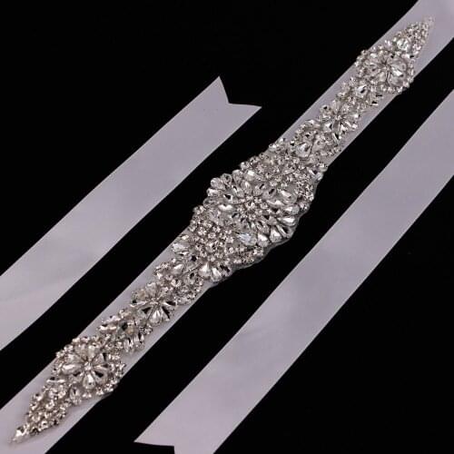 Fancy Handmade Crystal Wedding Belts Satin Rhinestone Wedding Dress Belt Brilliant Wedding Accessories Bridal Ribbon Sash Belt