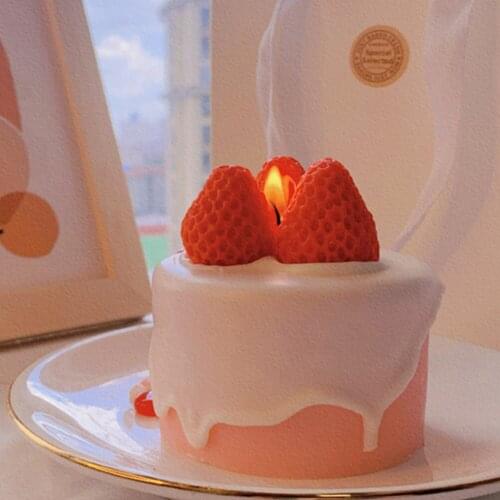 New Smokeless Candle Cake Shape Decorative Candle Wedding Birthday Party Photo Props Home Geometric Decoration Fragrance Candle