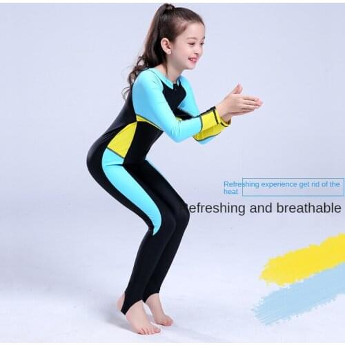 2021 New Baby Girl Swimwear Surfing Diving Suit Uv Long Sleeve One Piece Swimsuit for Girls Quick Dry Breathable Kids Rashguard