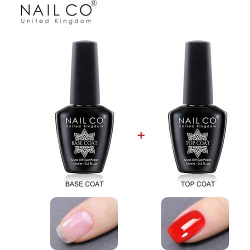 NAILCO New 15ml Base Coat Top Coat Gel Nail Polish Esmalte UV Gel LED Gelpolish Nails Art Primer Fast Ship Flow Gellak Soak Off