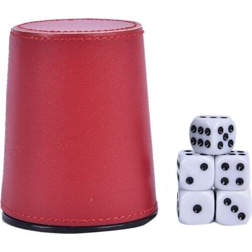 New Leather PU Trumpet Flannel Dice Cup Bar KTV Entertainment With 5pcs Dices Dobbelstenen Cup Dice Cup
