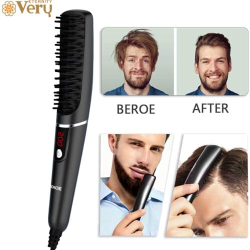 NEW Arrival Hair Straightener Brush 11 Temperature Set PTC Heater LED Display Anti-Heat Design Beard Comb Use at Home Easy Carry