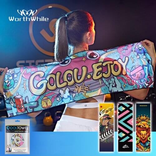 WorthWhile Gym Swim Yoga Golft Towel Printing Ultralight Microfiber Quick Dry Cold Feeling Cooling Ice Swimming Running Travel