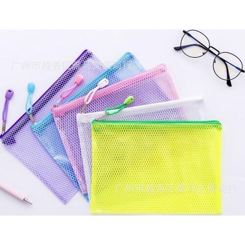 A5 Transparent Waterproof Document Bag Multifunctional Korean Fresh Colorful Mesh Storage Bag Information Bag Customized Zipper