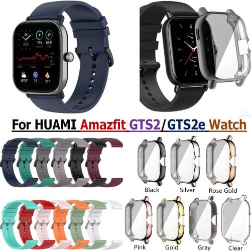 Strap For Huami Amazfit GTS2/GTS2e Watch Band 22mm Silicone Wrist TPU plating Full Frame Protective Case for Amazfit GTS 2 Cover