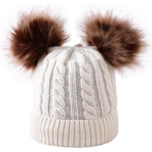 Baby Beanie Cap Toddler Stuff Accessories Kids Infant Boy Girl Fur Pom Hat Newborn Winter Warm Hats Wool Crochet Knit Bobble New