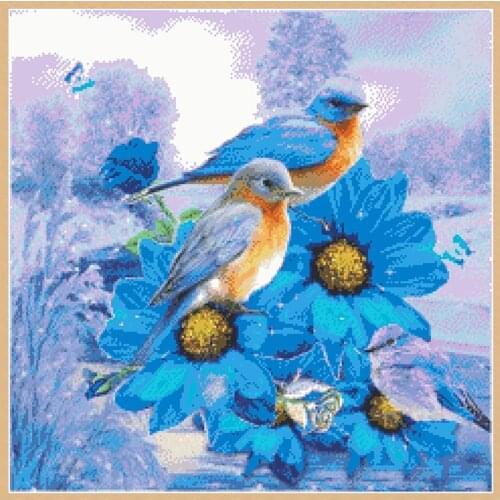 Snowfile Birds Counted Cross Stitch Patterns Kits Printed Fabric 11CT 14CT Animal DIY Embroidery Needlework Sets Home Decoration