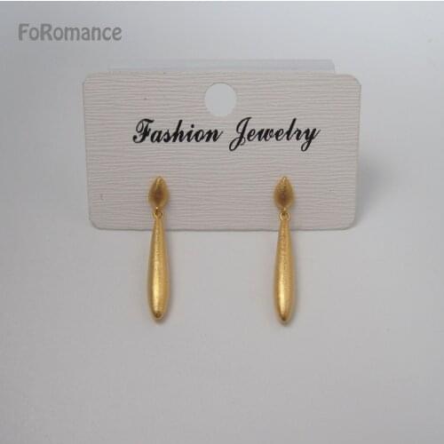 GORGEOUS TALL 1.18" YELLOW GOLD GP SCRUB WATER DROP SHAPED CHARM DANGLE EARRING /GREAT GIFT