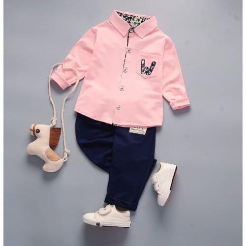 Baby Boys Spring Autumn Clothes Cotton Children solid Shirts Pants 2Pcs/sets Infant Outfit Kids Fashion Toddler Casual Tracksuit