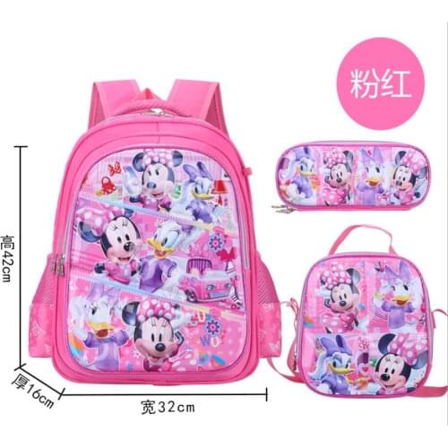 Disney waterproof Kids Minnie School Bags Children Backpack set Girls Cartoon Backpacks Schoolbags Kids princess Backpack