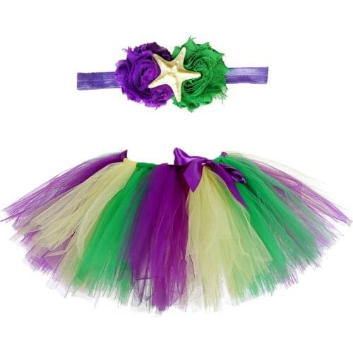 Baby Girls Mermaid Tutu Skirt for Kids Tulle Skirts with Headband Toddler Girl Fluffy Tutus for Little Mermaid Birthday Party