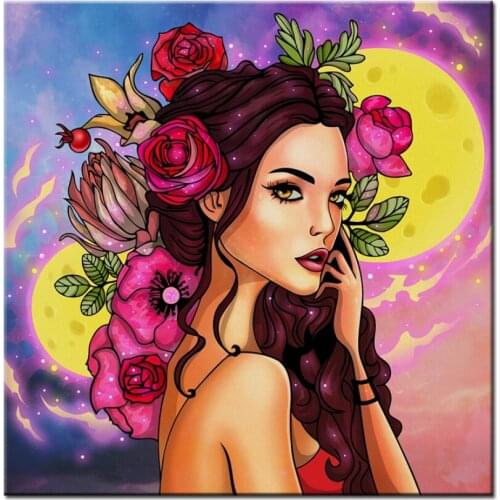 Woman Diamond Painting 5D Diamonds Cross Stitch Embroidery Mystery Flower Lady Full Square Drill Mosaic Home Wall Decor B134