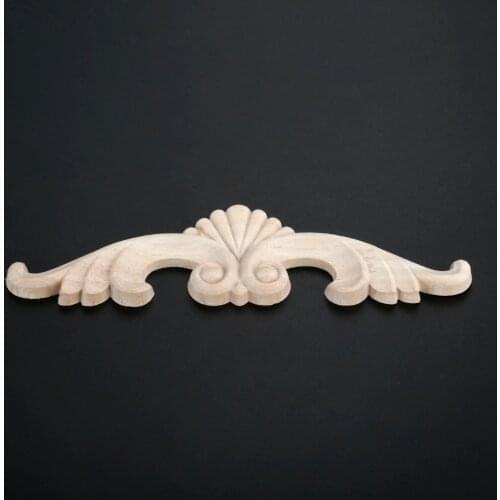 1pc 20*5cm Unpainted Wooden Carved Decal Corner Applique Horizontal Strip Frame Home Furniture Wall Door Decor Miniature Craft