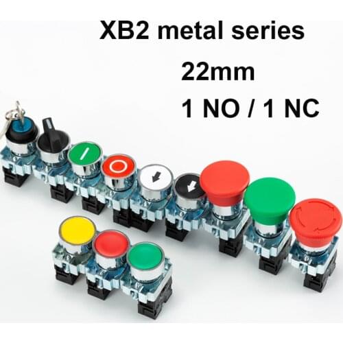 1Pcs Button switch self reset small mushroom head emergency stop 22mm knob key start inching power on XB2-BG21 XB2-BA31 XB2-BS54