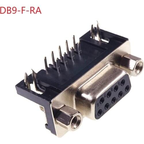 10Pcs D-SUB 9 Position Connector Receptacle Female Socket Series Port 9 Pin Right Angle Through PCB Rectangular I/O Connectors