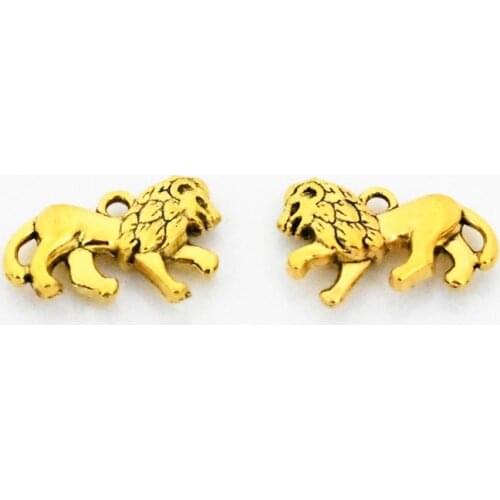 10pcs/Lot 22x15x4.5mm Antique Gold Color Plated Lion Charm Pendant DIY Handmade Necklace bracelet Jewelry Accessories