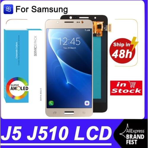100% Original AMOLED 5.2'' Display For Samsung Galaxy J5 2016 J510 J510F Full LCD Touch Screen Digitizer Assembly Repair Parts