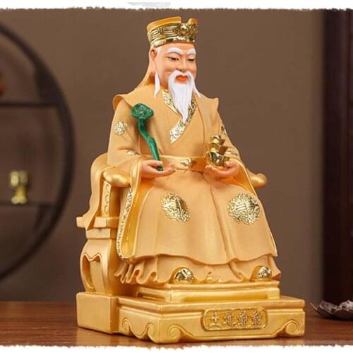 30CM Southeast Asia God of wealth BUDDHA figure HOME shop protection Prosperity LUCK golden CAI SHEN TU DI GONG FENG SHUI statue