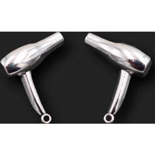 4pcs Silver Plated 3D Barber Hair Dryer Pendant Retro Earrings Necklace Metal Accessories DIY Charms For Jewelry Crafts Making