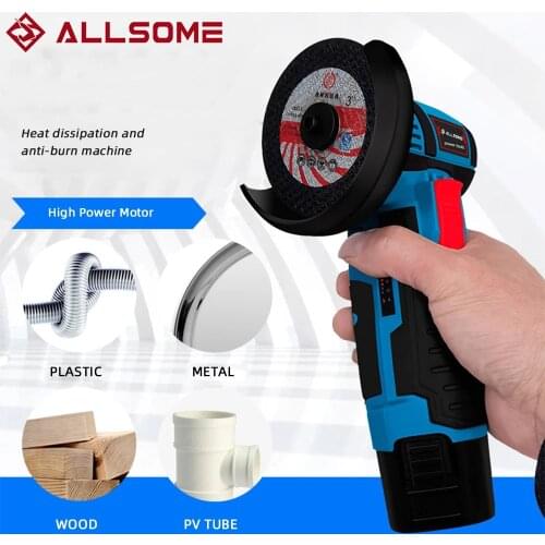 ALLSOME 12V Mini Brushless Cordless Angle Grinder Mini Cutter Polishing Grinding Machine With two 2.0mAh Lithium Battery
