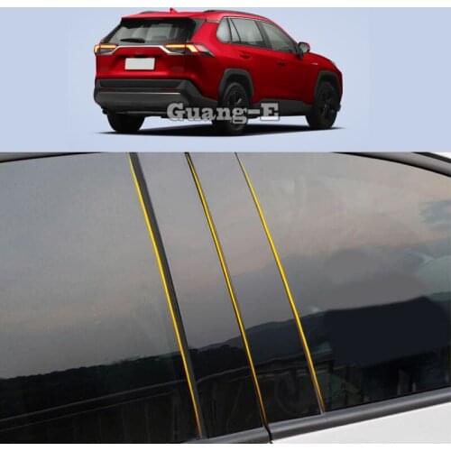 Car PC Material Pillar Post Cover Door Trim Window Piano Black Molding Sticker Plate 10pcs For Toyota RAV4 2020 2021 2022