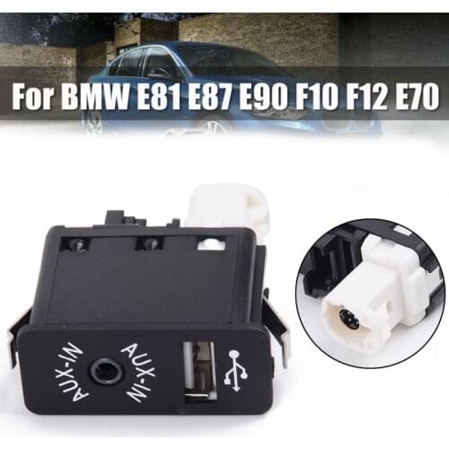 Car USB AUX In Plug Auxiliary Input Socket Switch With USB Adapter For BMW E81 E87 E90 F10 F12 E70 E82 F10 Auto Car Accessories