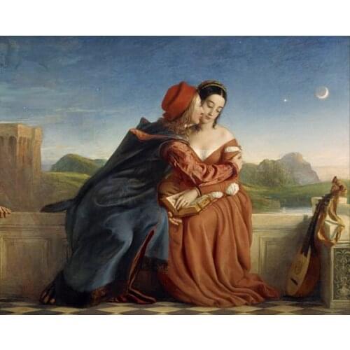 Free shipping classical sweet lover canvas prints court figures oil painting printed on canvas wall art decoration picture