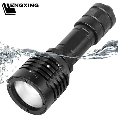 Diving Flashlight XM-L2 U3 Zoom Waterproof IPX8 Lantern Lamp 18650 Battery Torch Bulbs for Swimming 4000lm Underwater 100m Black
