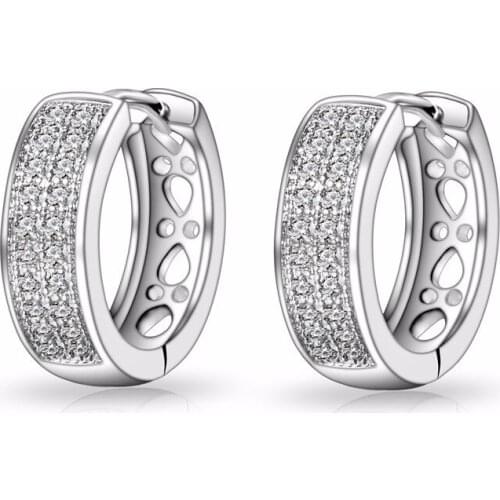 Classic Tiny CZ Crystal Zircon Hoop Earring Luxury 925 Sterling Silver Simple Loop Lever Back Ear Brincos Piercing Jewelry