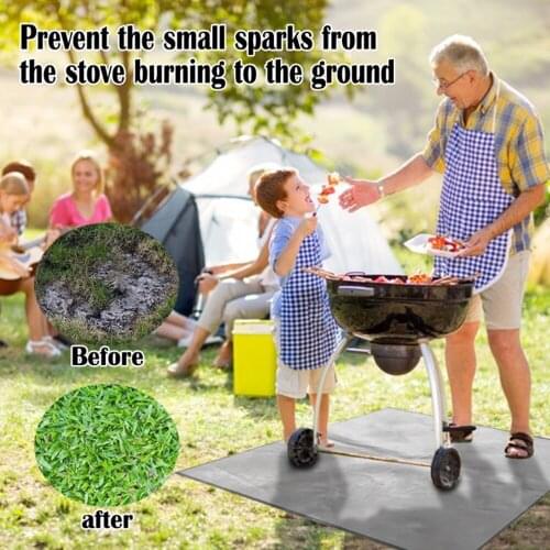 BBQ Grill Mat Flame Retardant Anti Skid Pad Fire Pit Mat Ground Terrace Deck Lawn Fireplace Outdoor Activities Portable