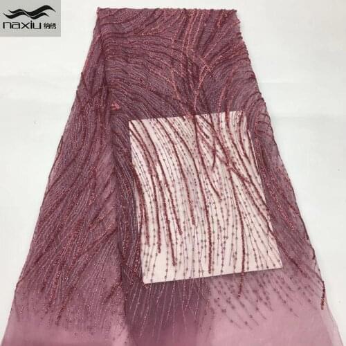 Madison Onion Pink African French Tulle Lace Fabric 2021 High Quality Lace Nigerian Sequence Net Lace Material For Women Dress