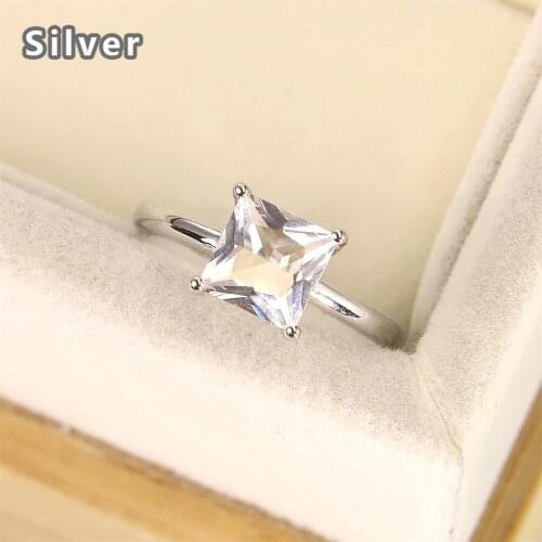 Best-selling Europe and the United States fashion s925 pure silver engagement ring zircon ms square crystal jewelry gifts